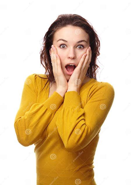 Girl Holding Her Face In Astonishment Stock Image Image Of Female