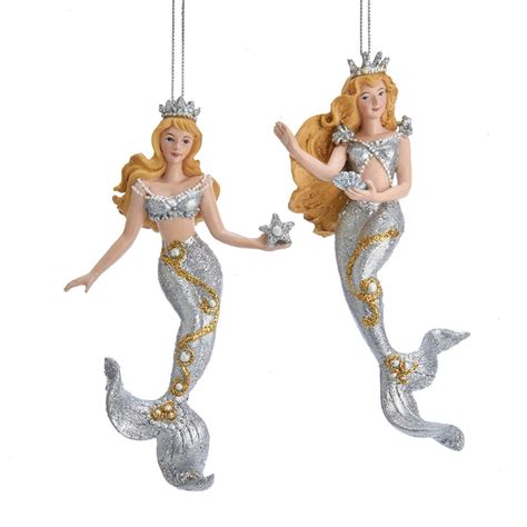 Jewels Of Sea Mermaids Christmas Holiday Ornaments 55 Inches Set Of 2