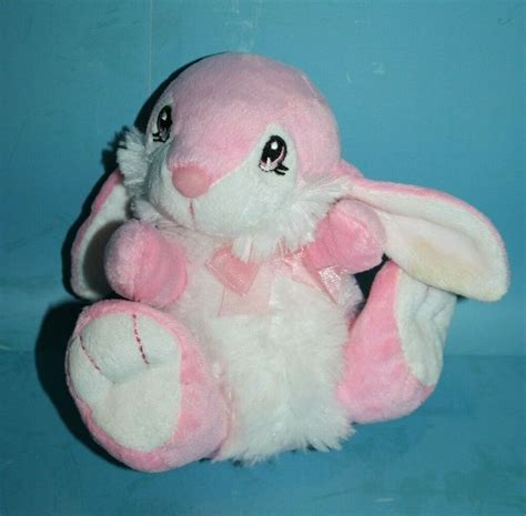 Dan Dee Pink White Plush Easter Bunny Rabbit 7 Soft Toy Stuffed Bow