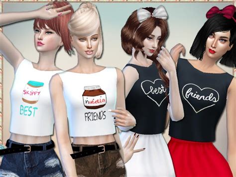 Best Friends Tops By Simlark At Tsr Sims 4 Updates