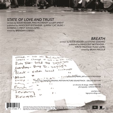 Pearl Jam State Of Love And Trustbreath 7″ The Uncool The
