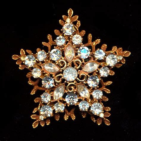 Vintage Coro Gilt And Rhinestone Star Pin Brooch From Greatvintagestuff