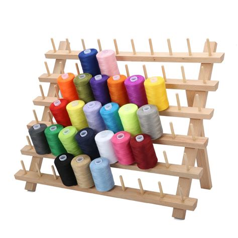 60 Axis Wood Thread Rack Spool Sewing Organizer Quiltssupply