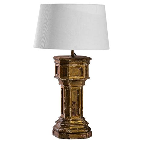 Gilded 19th Century Wooden Urn Shaped Rococo Table Lamp For Sale At 1stdibs