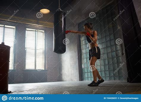 Tough Female Boxer Training Stock Image Image Of Energy Practicing