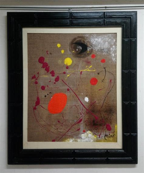 Joan Miró Antique Oil On Canvas Framed Painting Signed