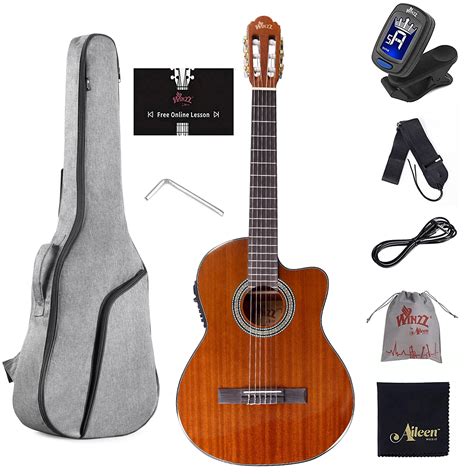 Winzz Ac309ce 39 Inches Cutaway Nylon String Classical Electric Guitar