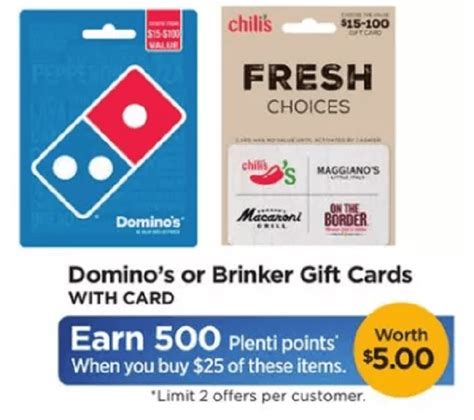 Check your plenti account, there is a new plenti partner offers that you need to activate! Rite Aid Plenti Points Bonus Gift Cards Promotion: 20% Off Off Domino's And Brinker Gift Cards