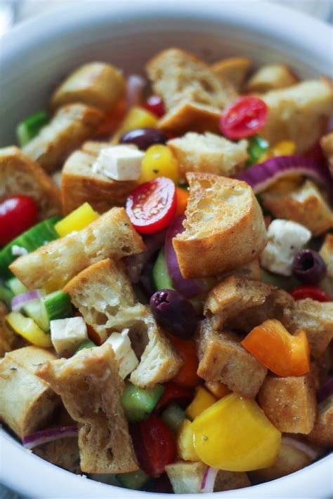 Easy Greek Panzanella Bread Salad Diy Food Recipes Delicious