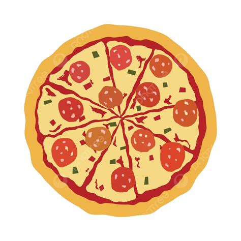 Colorful Tasty Pizza Icon Isolated On White Meal Icon Fast Vector Meal