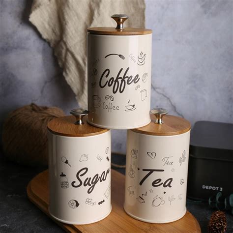 3pcs Retro Tea Coffee Sugar Kitchen Storage Container Canisters Jars