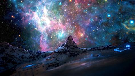 stars, Mountain, Space, Nebula, Landscape Wallpapers HD / Desktop and ...