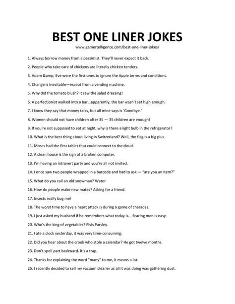 Best One Liner Jokes This Is The Only List You Need