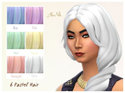 6 Pastel Recolors Of This Base Game Hair Found In Tsr Category Sims 4