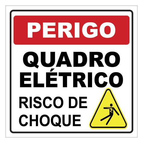 Placa De Sinalização Cuidado Risco De Choque Elétrico 15x15cm