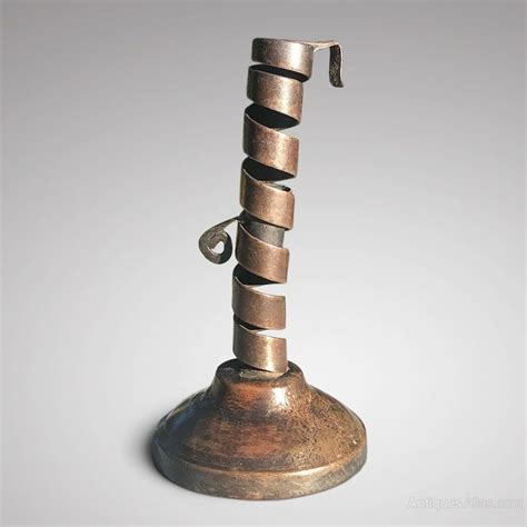 Antiques Atlas Early 18th Century Iron Candlestick On Wooden Base