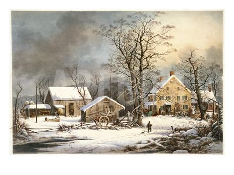 Winter In The Country A Cold Morning Giclee Print Currier And Ives