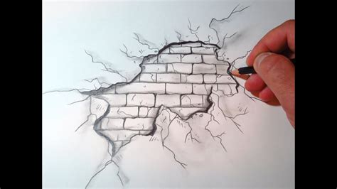 How To Draw A Cracked Brick Wall The Original Youtube
