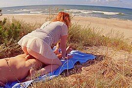 Interrupted Sex On Public Beach Risky Outdoor Creampie Hairy Ginger Pussy Watch Free Porn
