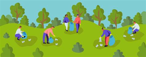 People Picking Up Trash At The Park 2182939 Vector Art At Vecteezy