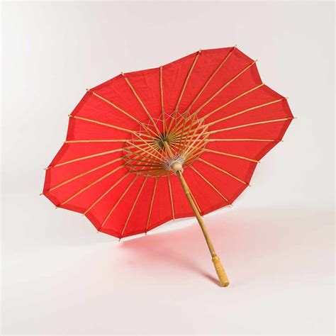 bulk pack 10 pack 32 inch red paper parasol umbrella scallop blossom shaped with elegant