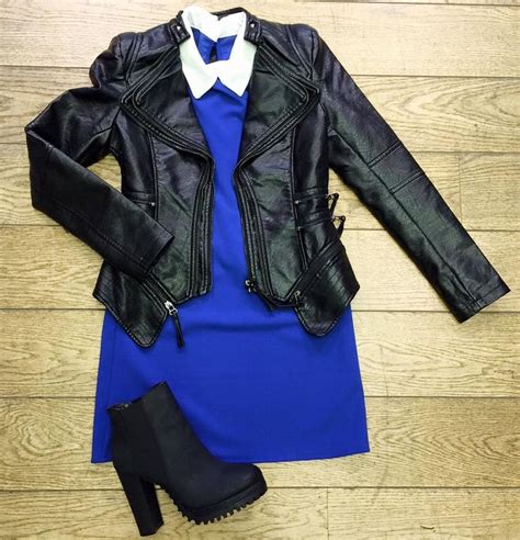 Electric Blue Cute Mini Dress And Black Perfecto Heels Is The Perfect