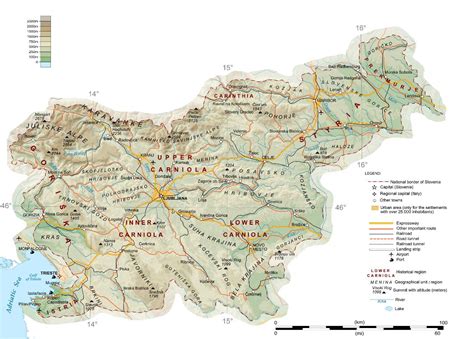 Large Detailed Physical Map Of Slovenia With Roads Railroads Cities