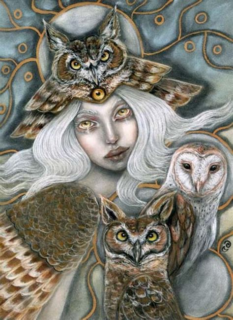 Owl Harpy Mythological Pagan Goddess Fine Art Print Etsy Goddess