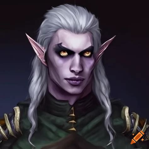 Artwork Of A Dark Elf Male With Silver Hair And Purple Skin On Craiyon