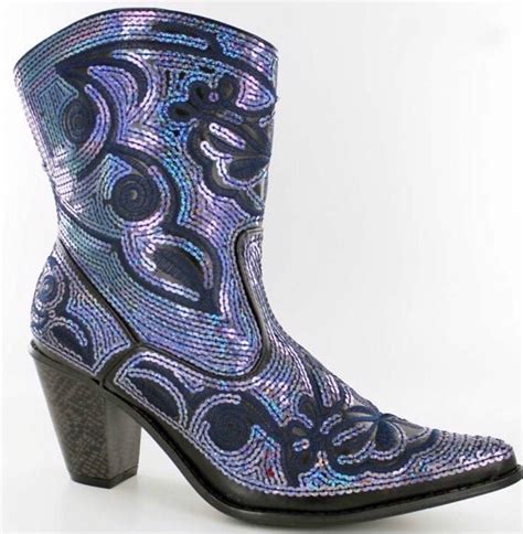 New Helens Heart Short Navy Bling Sequin Western Boots Size 6 7 8 9