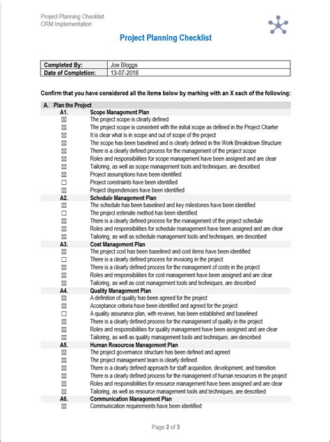 Project Starter Kit Project Planning Checklist Template Project