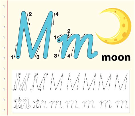 Letter M Tracing Alphabet Worksheets 693511 Vector Art At Vecteezy