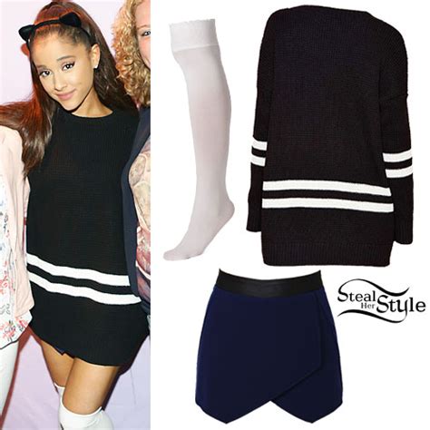 Ariana Grande Varsity Striped Sweater Steal Her Style