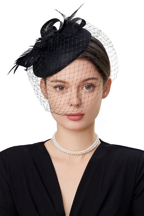 Buy Babeyond Fascinator Hat Veil Feather Fascinators Hair Clip Tea