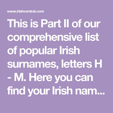 This Is Part Ii Of Our Comprehensive List Of Popular Irish Surnames