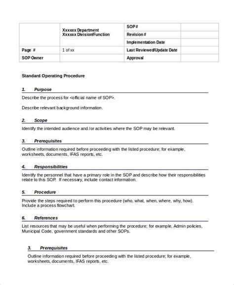 Procedure Template 12 Free Word Documents Download