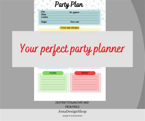 Party Planner Party Schedule Printable Download Etsy