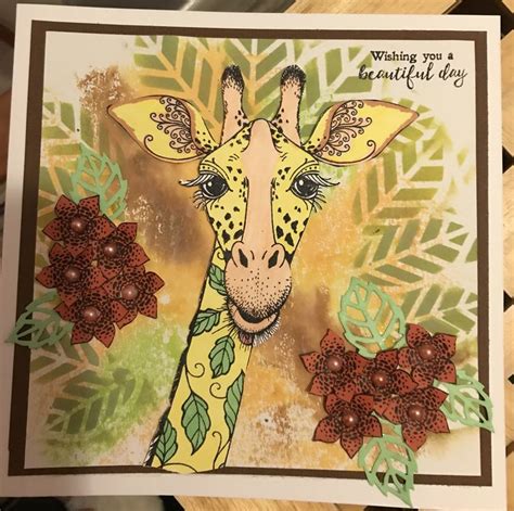 Pink Ink Giraffe Stamp Ink Cards Animal Cards Ink Stamps