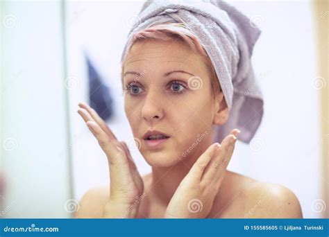 Girl Is Worried About The Wrinkles On Her Face Skin Care Concept Stock Image Image Of Female