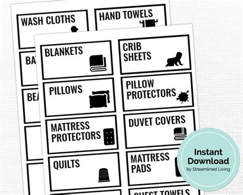Printable Linen Closet Labels For An Organized Home Etsy Australia