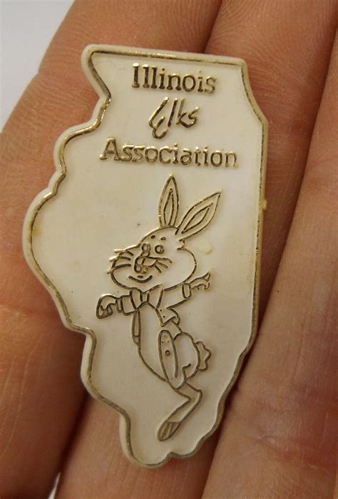 Vtg Bpoe Elks Club Lodge Rabbit Bunny Illinois Elks Association Pin