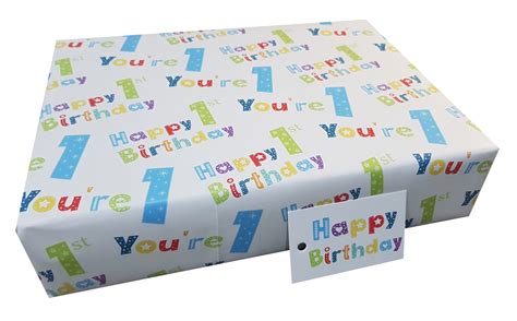 1st Birthday Boy Wrapping Paper Blue T Wrap Age 1 With Etsy Uk