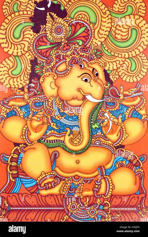 Mural Painting For Hindu God Ganapati Stock Photo Alamy