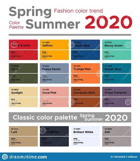 illustration about fashion color trends spring summer 2020 palette fashion colors guide wi