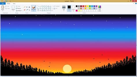 Digital Art For Beginners On MS PAINT Easy Sunset Painting YouTube