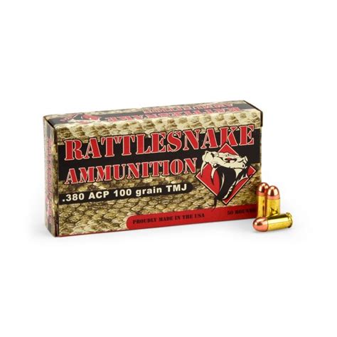 Rattlesnake 380 Acp 100 Grain Tmj 380 Acp Ammo For Sale Ammunition