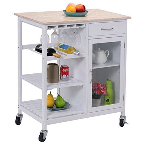 25 portable kitchen islands (rolling & movable designs) in this gallery we share a variety of portable kitchen islands with rolling and movable designs. Eight24hours Portable Kitchen Rolling Cart Faux Marble Top Island Serving Utility /Cabinet ...