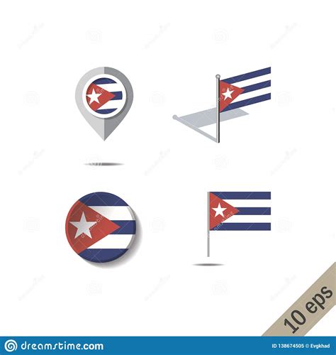 Pernos Del Mapa Con La Bandera De Cuba Ilustración del Vector