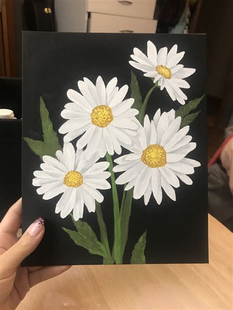 Painting Art And Collectibles Nostalgic Flower Daisy Art On Canvas