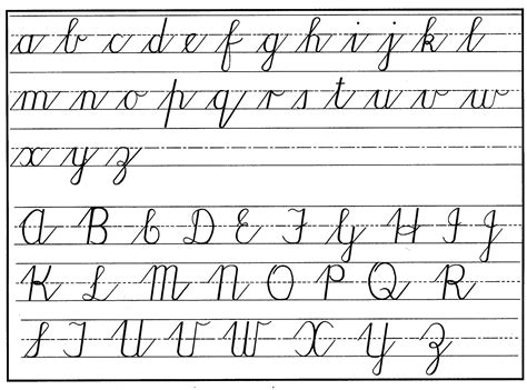 Includes tracing and printing letters, matching uppercase and lowercase letters, . Cursive Alphabet Easy | AlphabetWorksheetsFree.com
